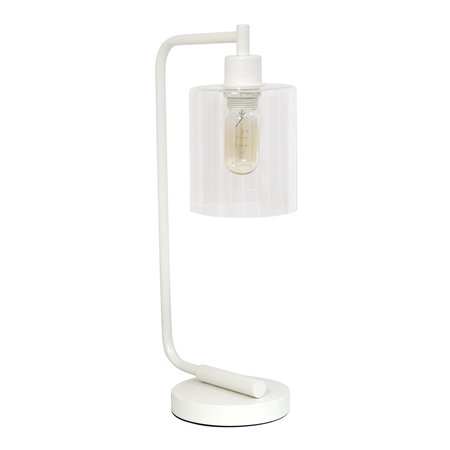 LALIA HOME Modern Iron Desk Lamp with Glass Shade, White LHD-2003-WH